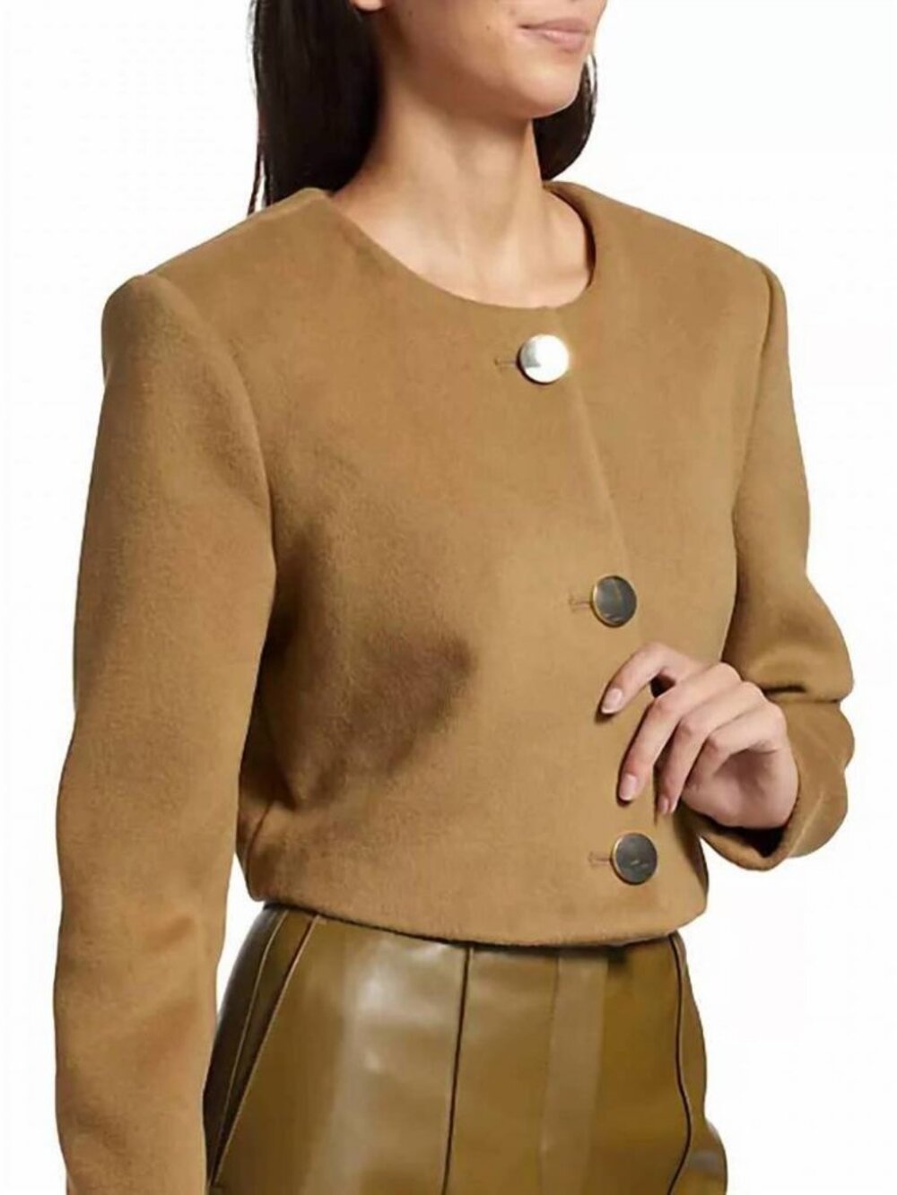 NWT Womens Ronny Kobo Finn Butterscotch (Item-43) Pure Wool Chic Crop Blazer S